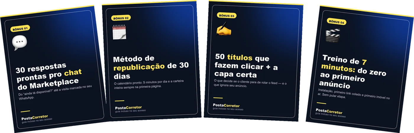 As capas dos 4 bônus do PostaCorretor
